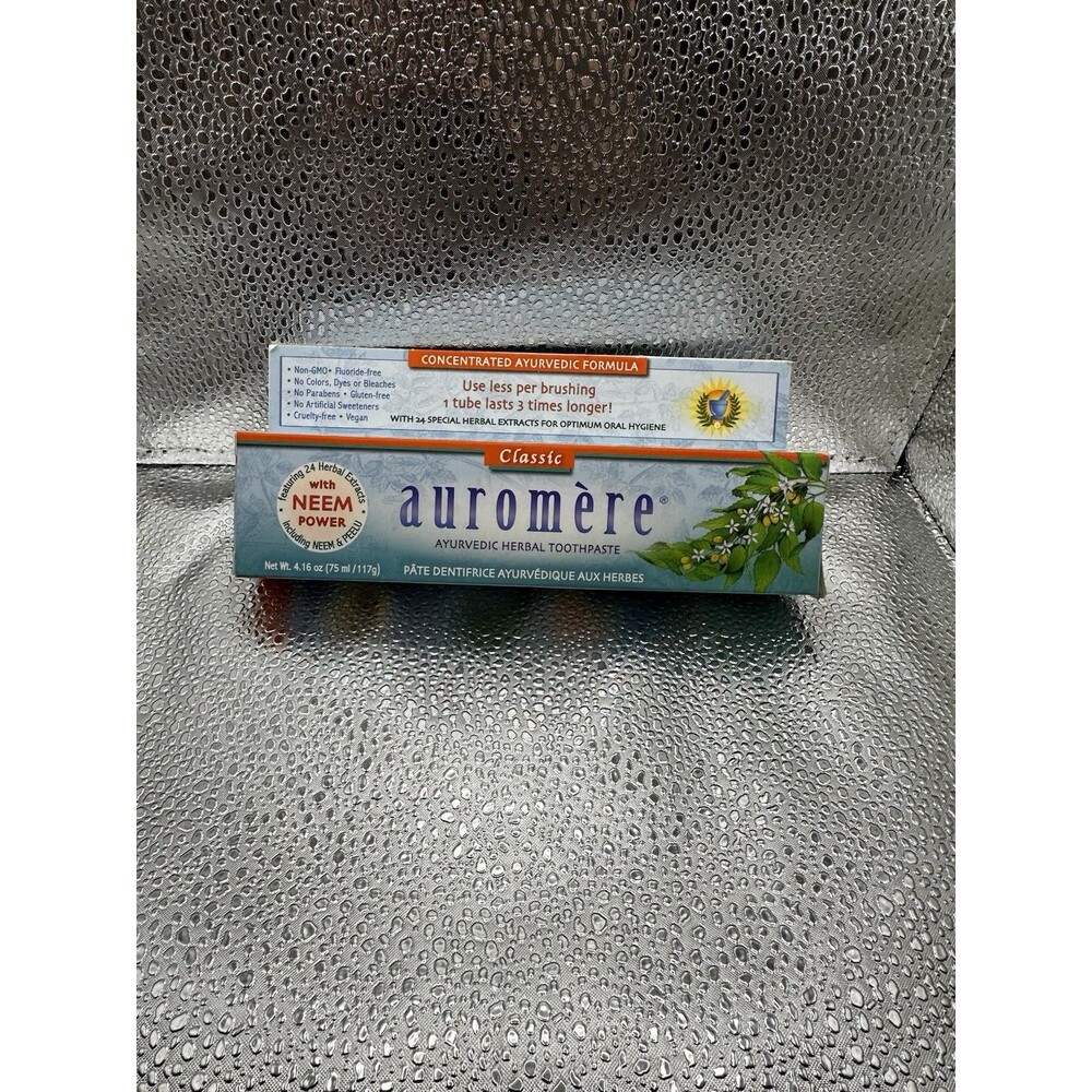 Auromere Classic Ayurvedic Herbal Toothpaste Mint 4.16 Oz Fluoride Free Tartar